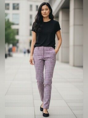 J. CREW Cameron slim ankle pants sz 00 pink plaid new WP70